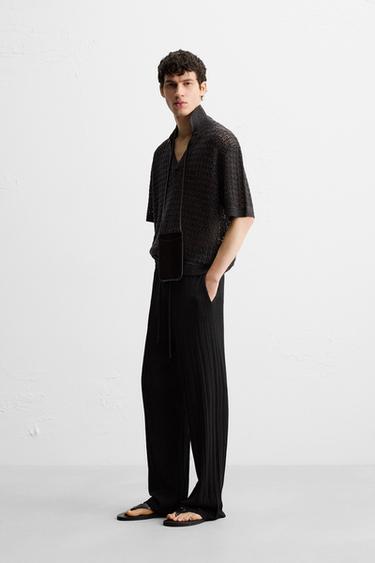 PANTALON EN MAILLE STRUCTURÉE - Noir de Zara - Image 3
