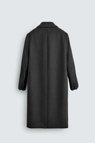 MANTEAU CROISÉ AVEC LAINE - Gris chiné de Zara - Image 7
