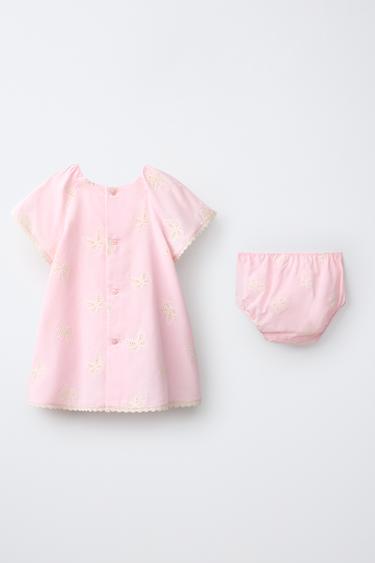 ENSEMBLE ROBE ET CULOTTE PAPILLONS BRODÉS - Rose de Zara - Image 1