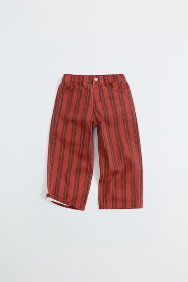 PANTALÓN CULOTTE ESTAMPADO RAYAS - Rojo de Zara
