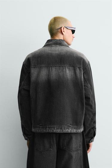 VESTE EN DENIM COUPE AMPE AVEC ALAMARS - Charbon de Zara - Image 2