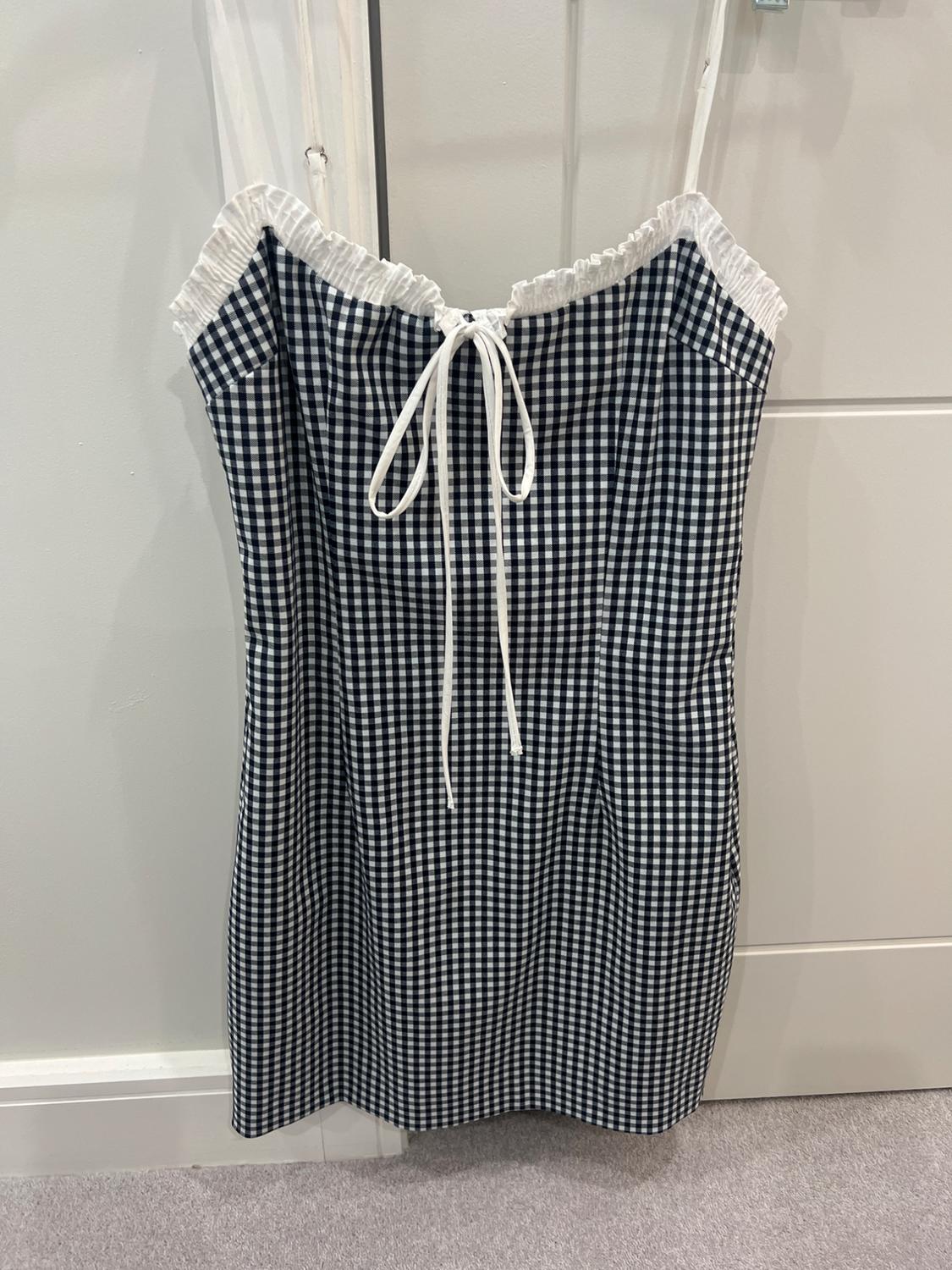 CONTRAST GINGHAM CHECK DRESS