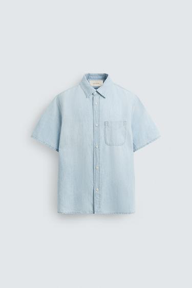 ÁO SƠ MI DENIM DÁNG DÀI - Màu xanh nhạt từ Zara
