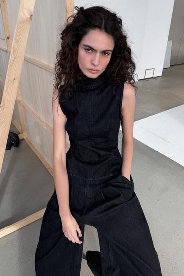 TRF DENIM HALTER TOP WITH TIE DETAIL - Dark indigo by Zara - Image 5