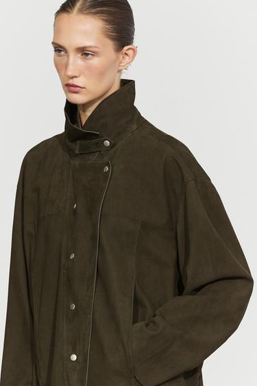 Veste col montant en suédine - Kaki de Zara