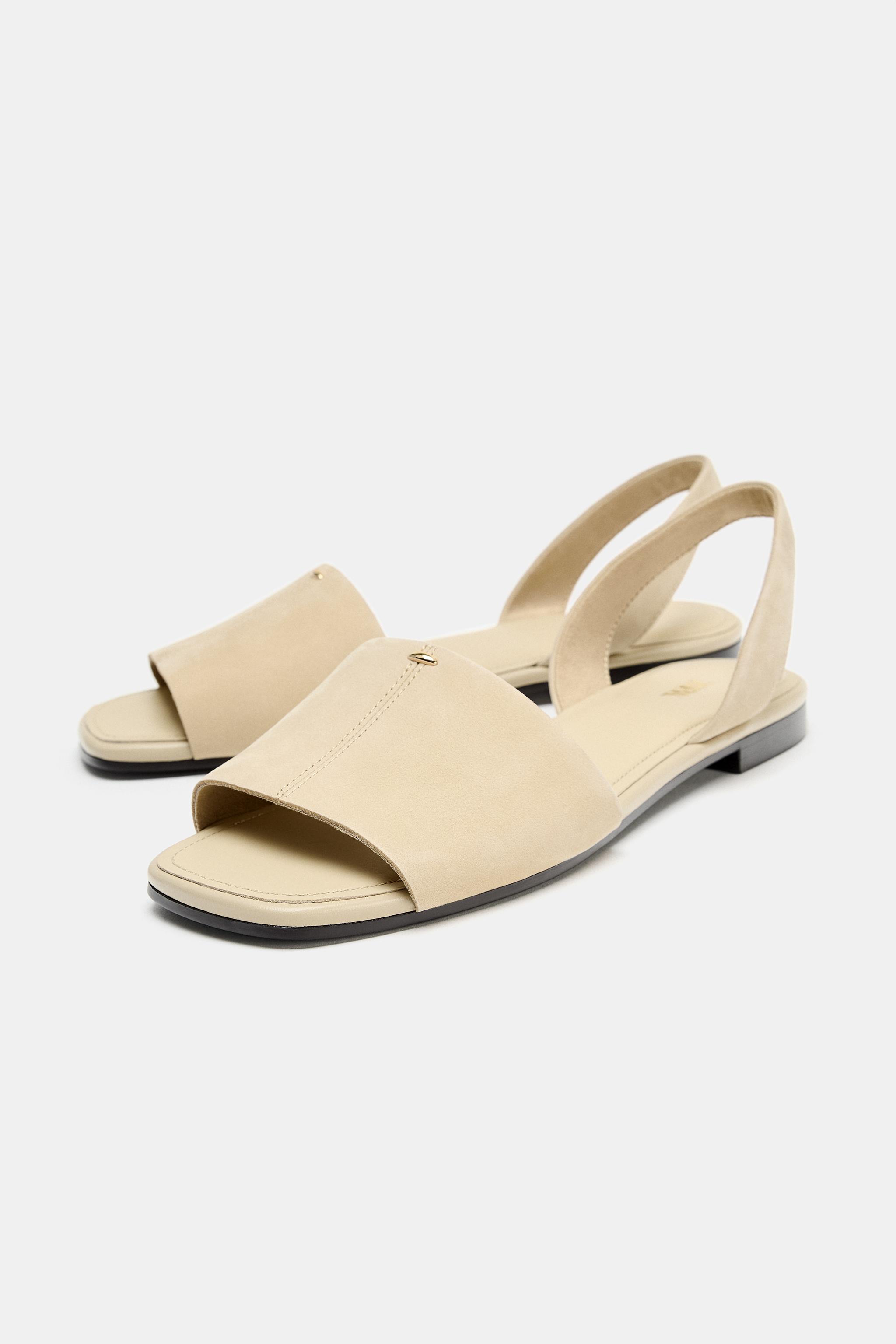 LEATHER STRAP FLAT SANDALS