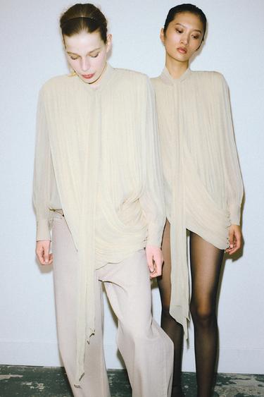 ZW COLLECTION FADED HIGH-WAIST JEANS - Sand by Zara - Image 2