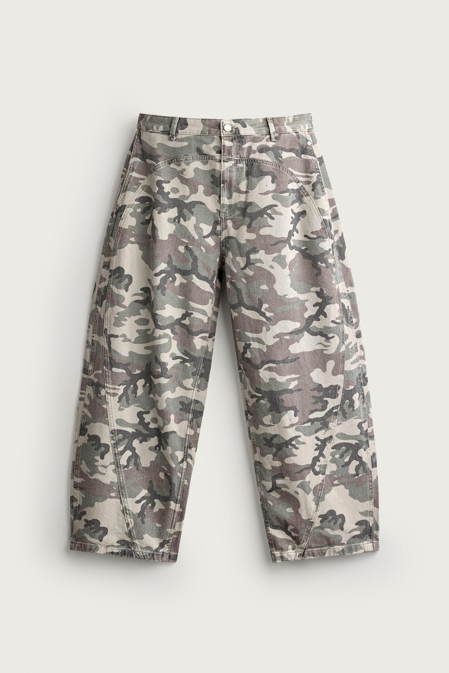 Мужские брюки Zara Abstract Print Barrel-Fit, цвет: Хаки — фото 7