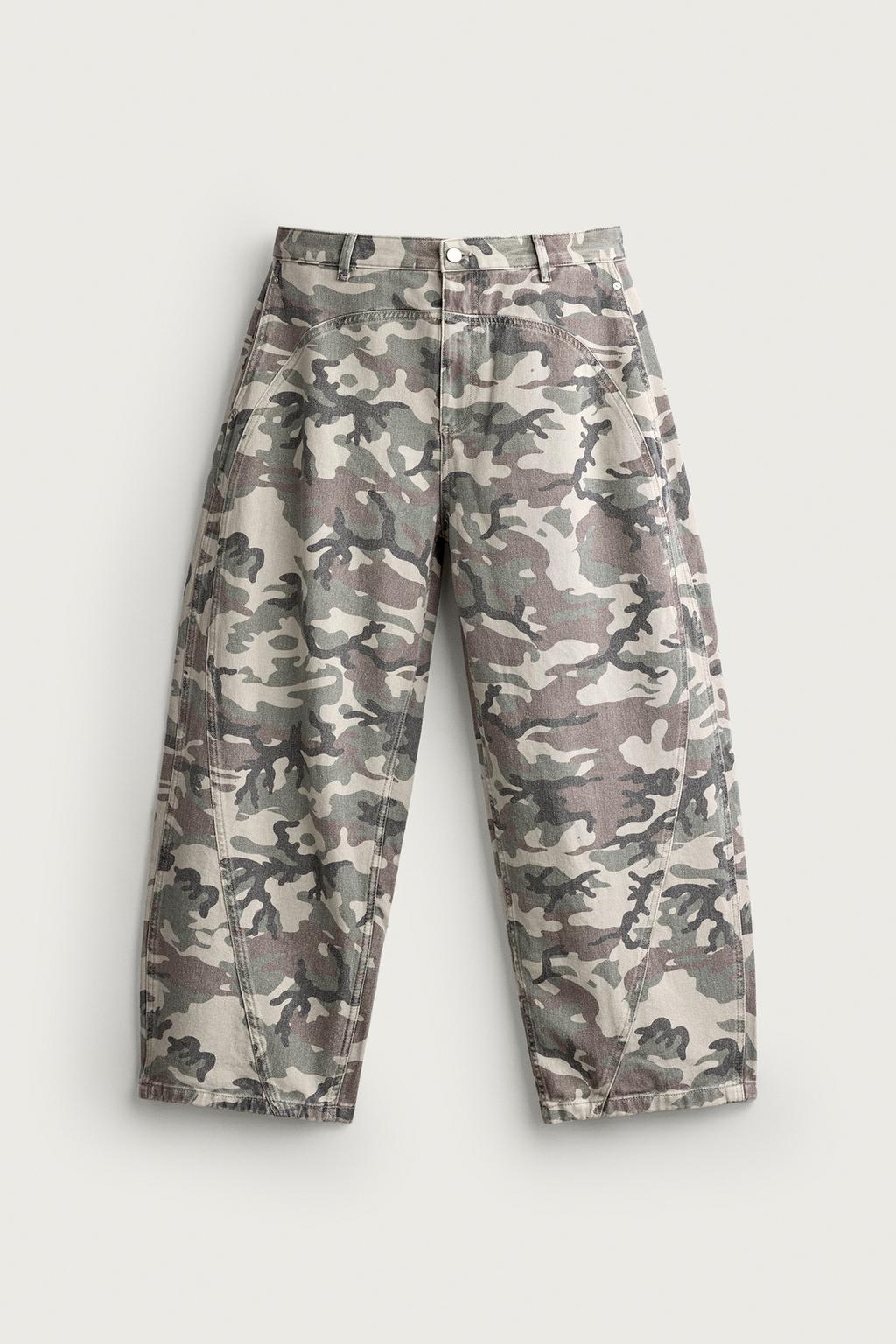ABSTRACT PRINT BARREL FIT TROUSERS
