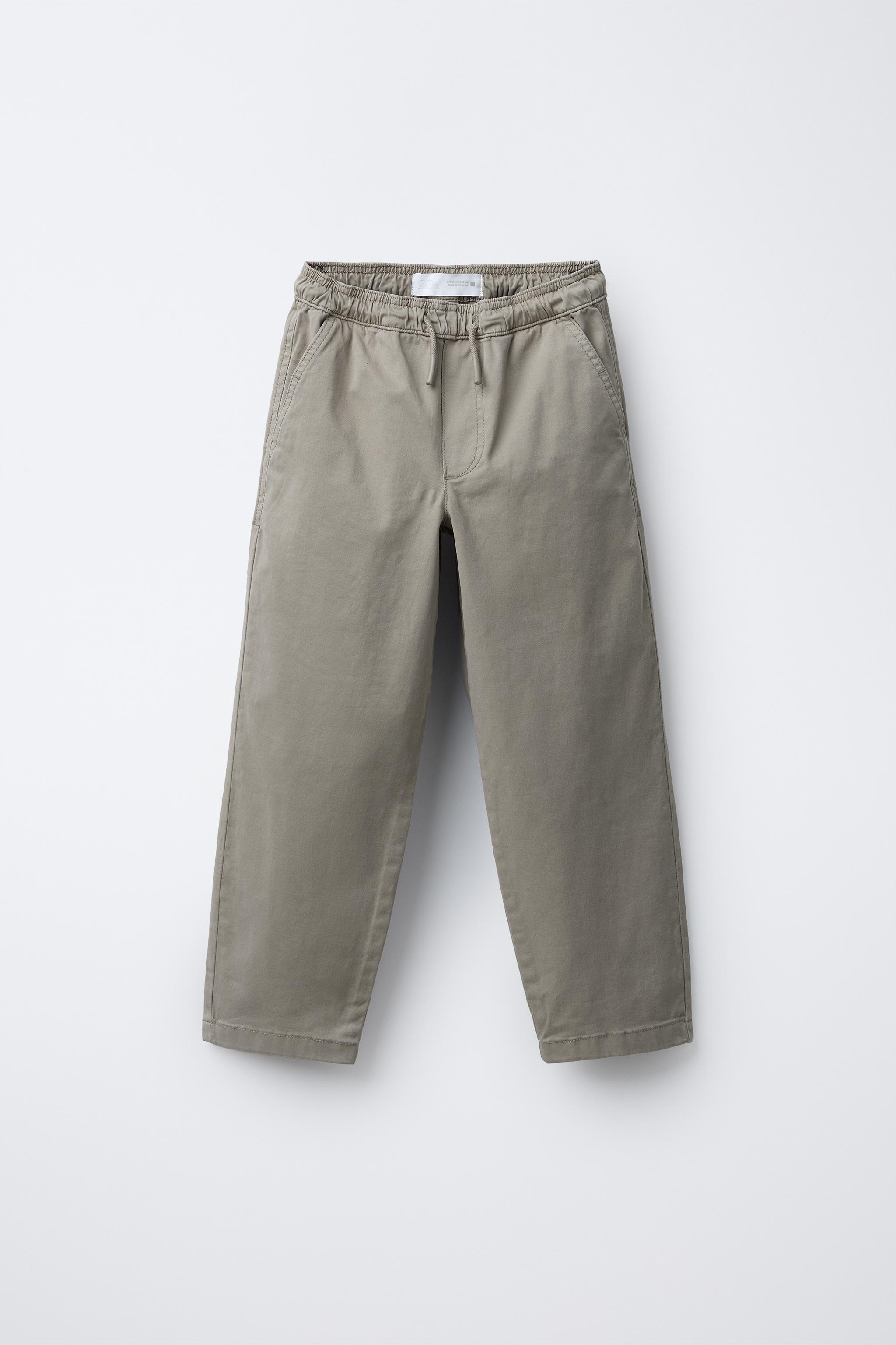 STRAIGHT FIT TROUSERS WITH LABEL - Brown / Taupe | ZARA South Africa