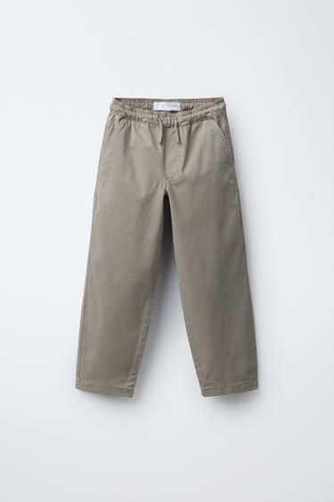 STRAIGHT FIT TROUSERS WITH LABEL - Brown / Taupe by Zara