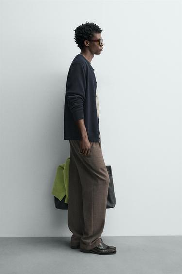 REGULAR FIT COTTON CARDIGAN - Dark navy by Zara - Image 3