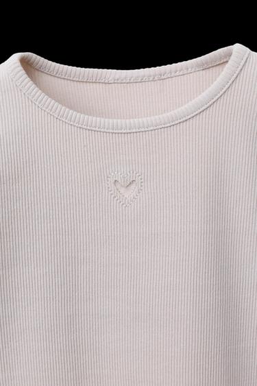 CAMISETA RIB CORAZÓN - Hielo de Zara