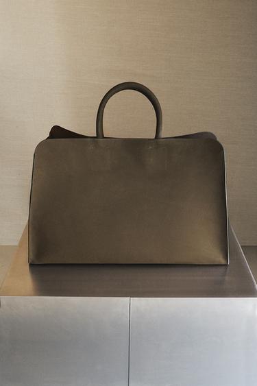 NUBUCK LEATHER TOTE BAG - Green by Zara