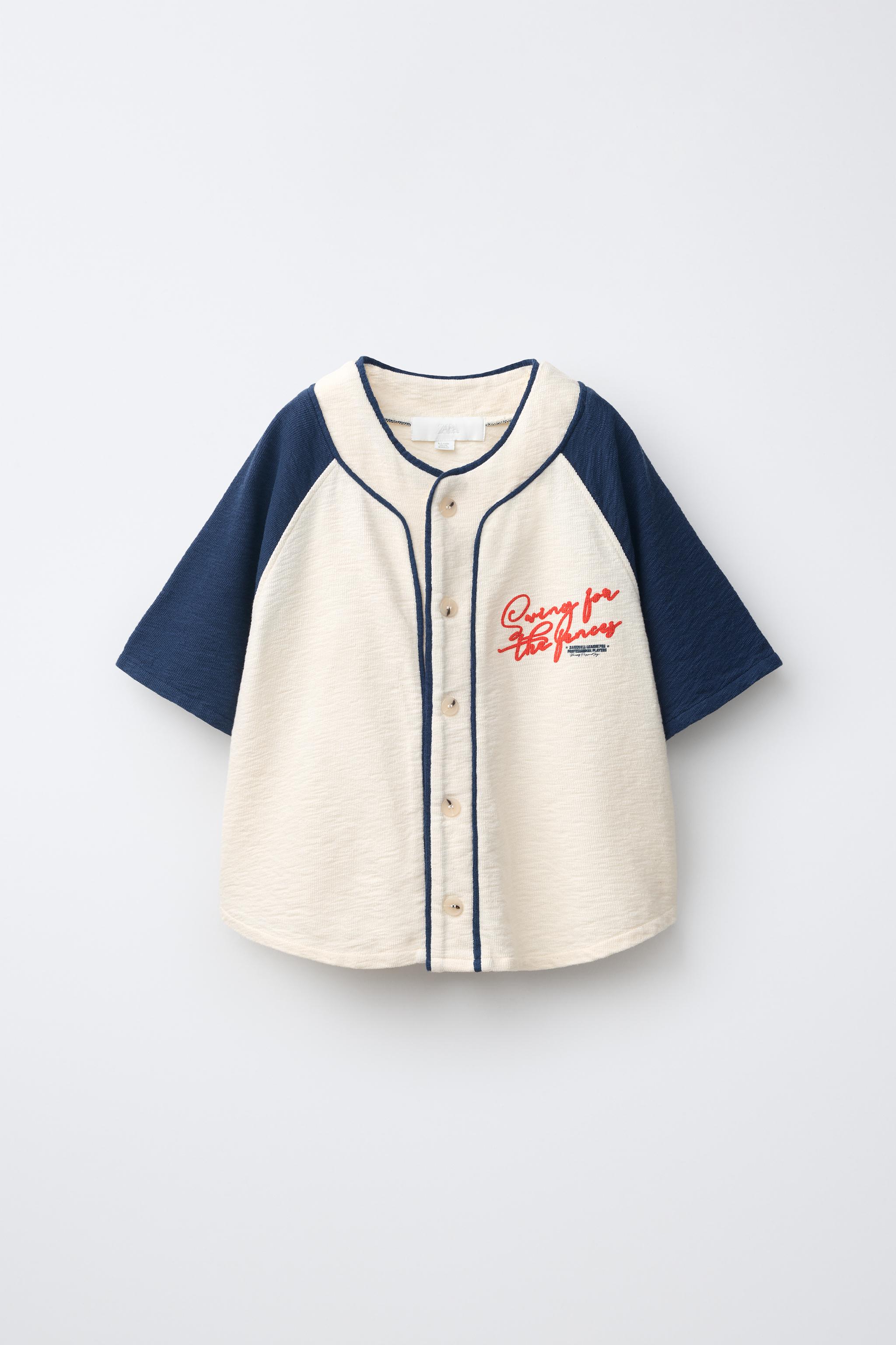 Детские рубашки Zara TEXT BASEBALL SHIRT — фото 2