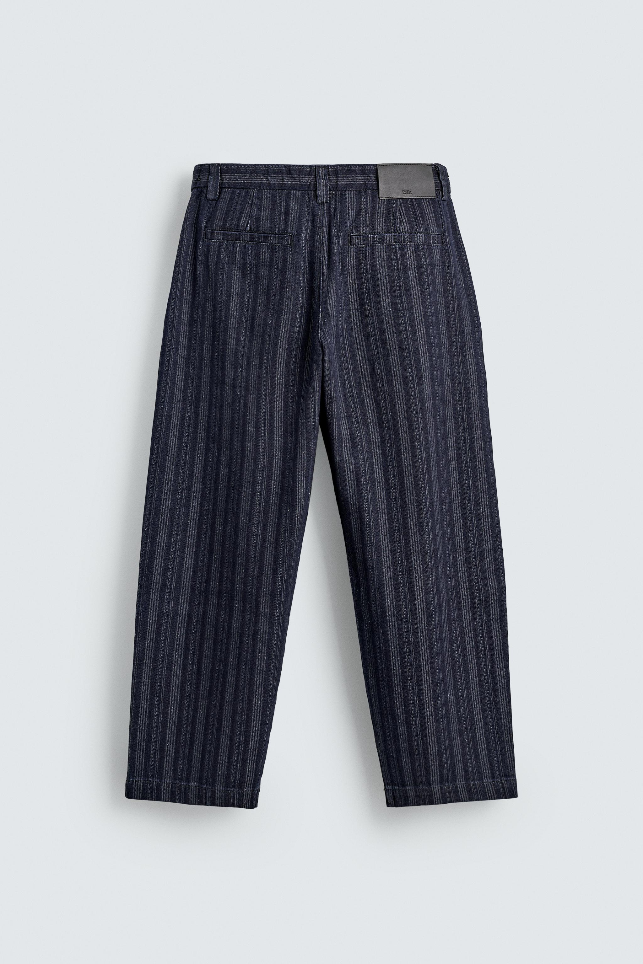 ストライプ柄リラックスフィットチノパンツ - ブルー | ZARA Japan / 日本