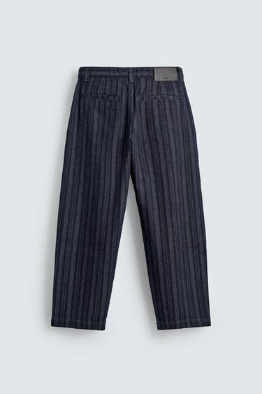 RELAXED FIT STRIPED CHINO TROUSERS - Blue by Zara - Image 7