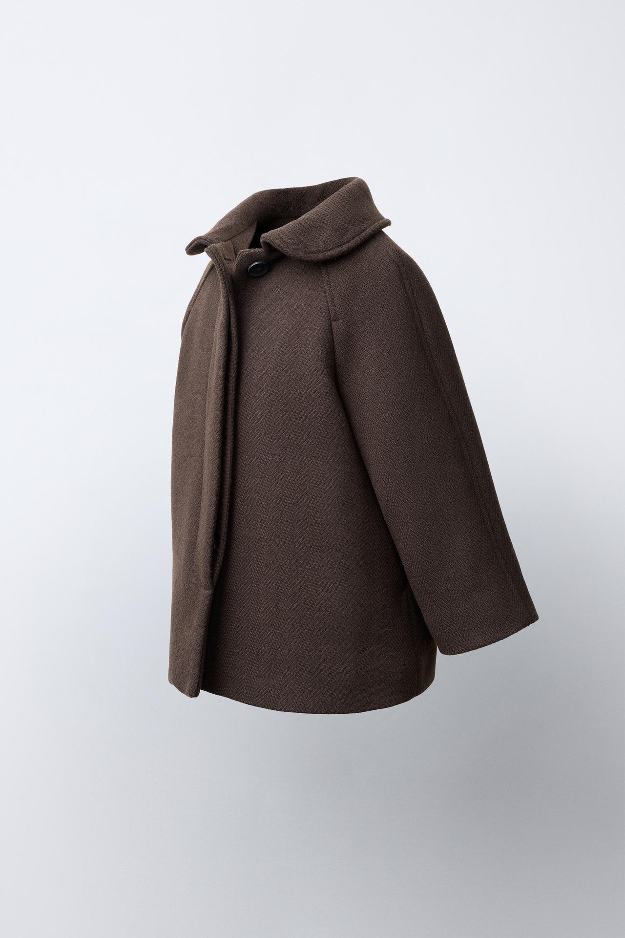WOOL-BLEND MANTECO COAT — Chocolate