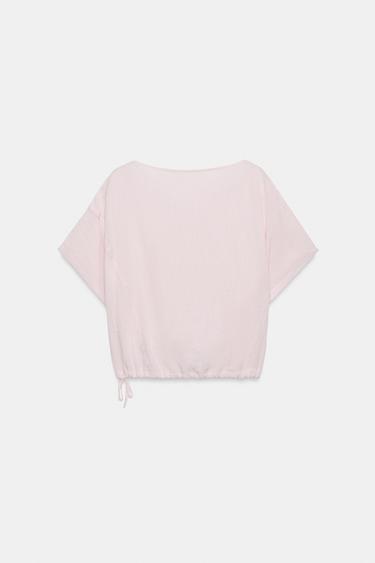 CAPE SHIRT WITH ADJUSTABLE HEM - Light pink by Zara - Image 5