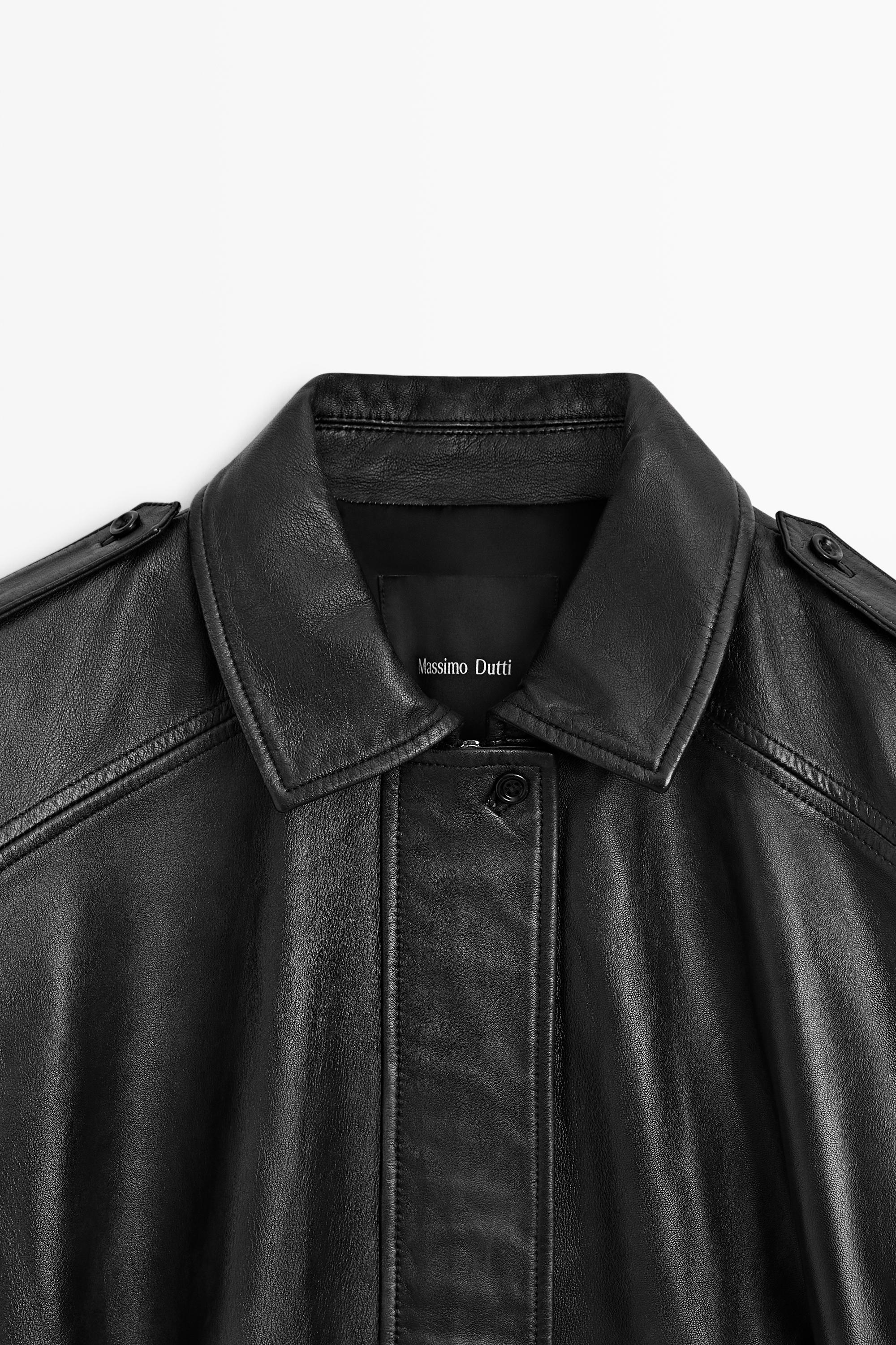 Nappa leather bomber jacket with lapel collar