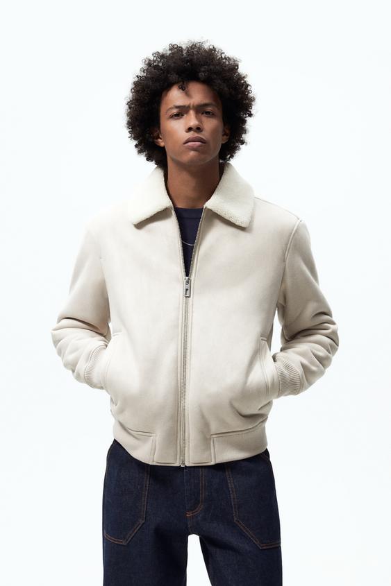 zara shearling jacket mens