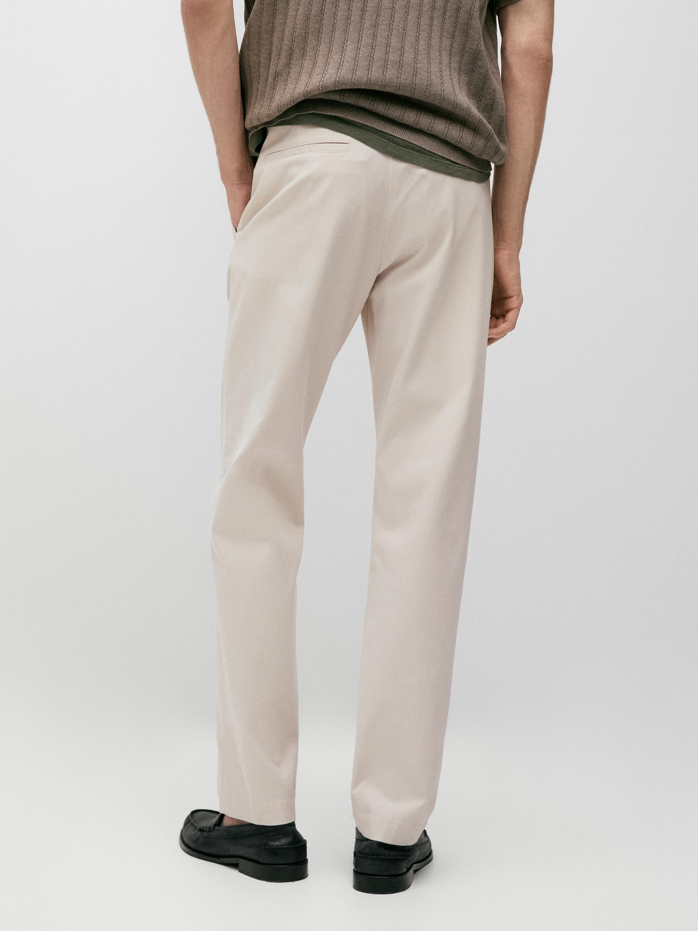 Cotton blend tapered fit trousers