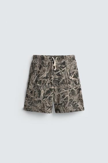 BERMUDA ESTAMPADA ABSTRATA - Caqui-claro da Zara