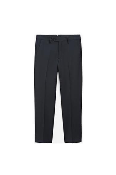 Pantalón traje lana fría - Marino de Zara