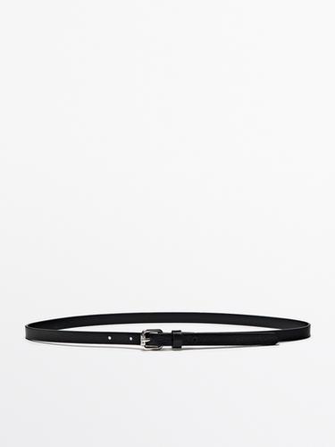 Zara Leather belt with square buckle - Black