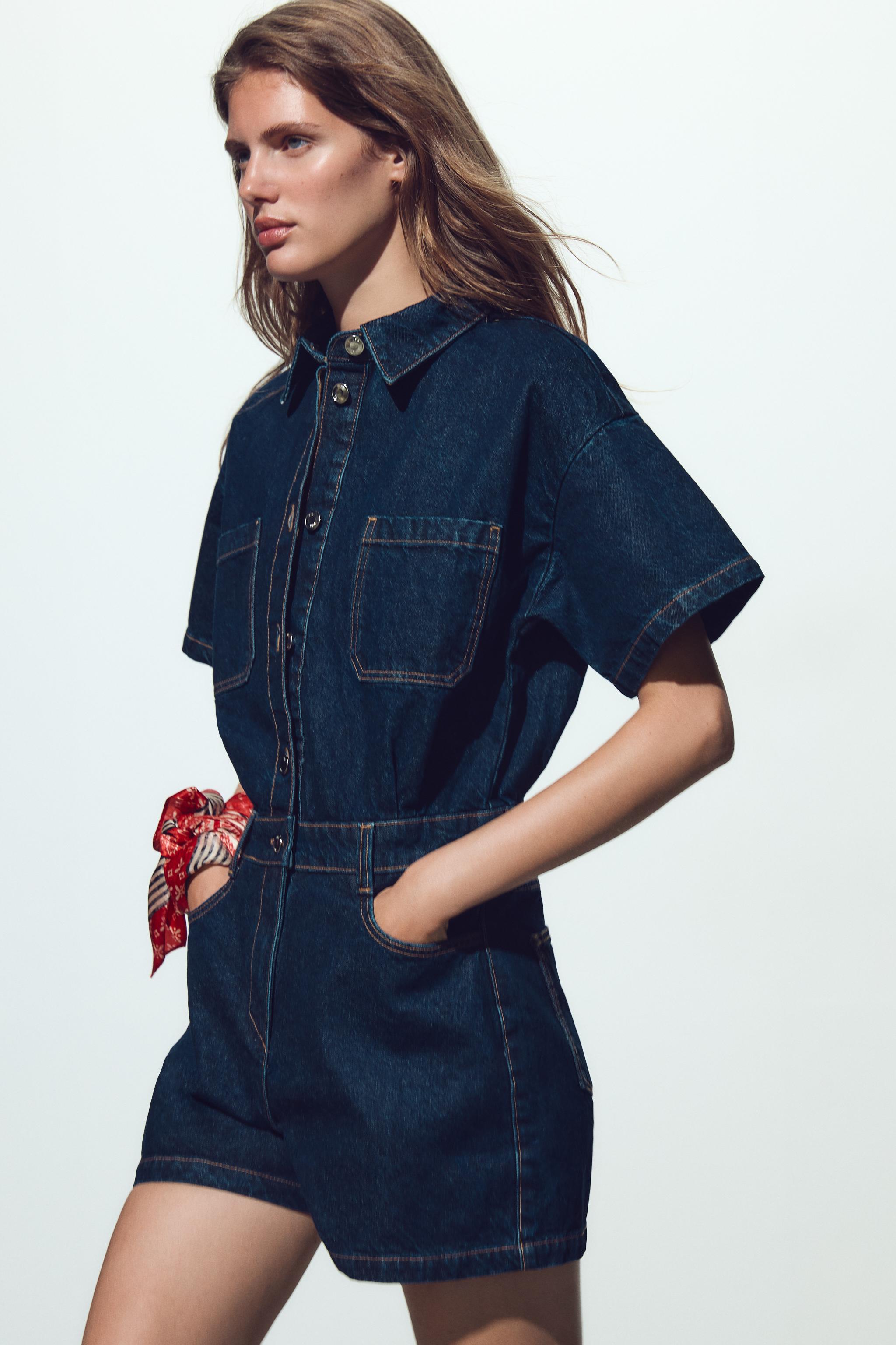 ZARA MONO Z1975 ショート デニム ショートスリーブ 0108/027 MONO Z1975 ショート デニム ショートスリーブ - ブルー | ZARA