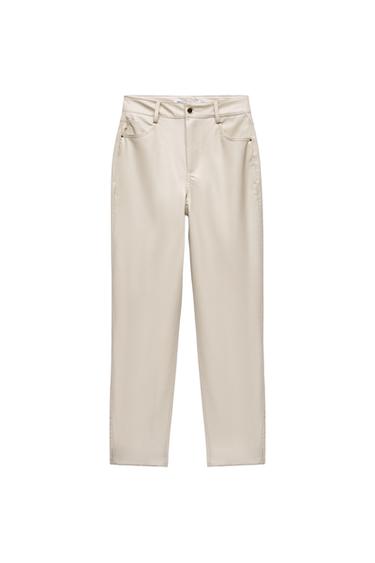 FAUX LEATHER MOM FIT TROUSERS