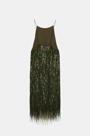 ZW COLLECTION SEQUINNED FRINGED DRESS - Green by Zara - Image 5