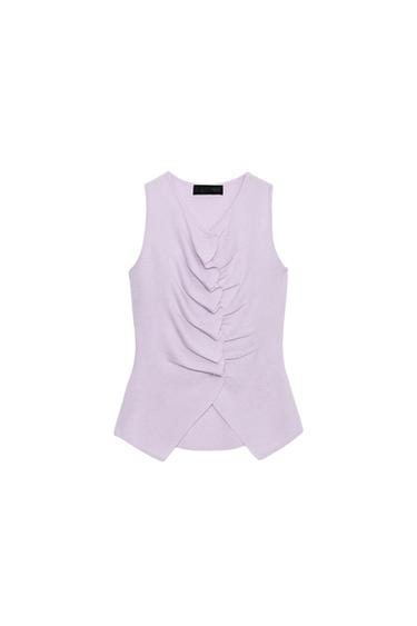 TOP مغزول بكسرات - ليلكي فاتح by Zara
