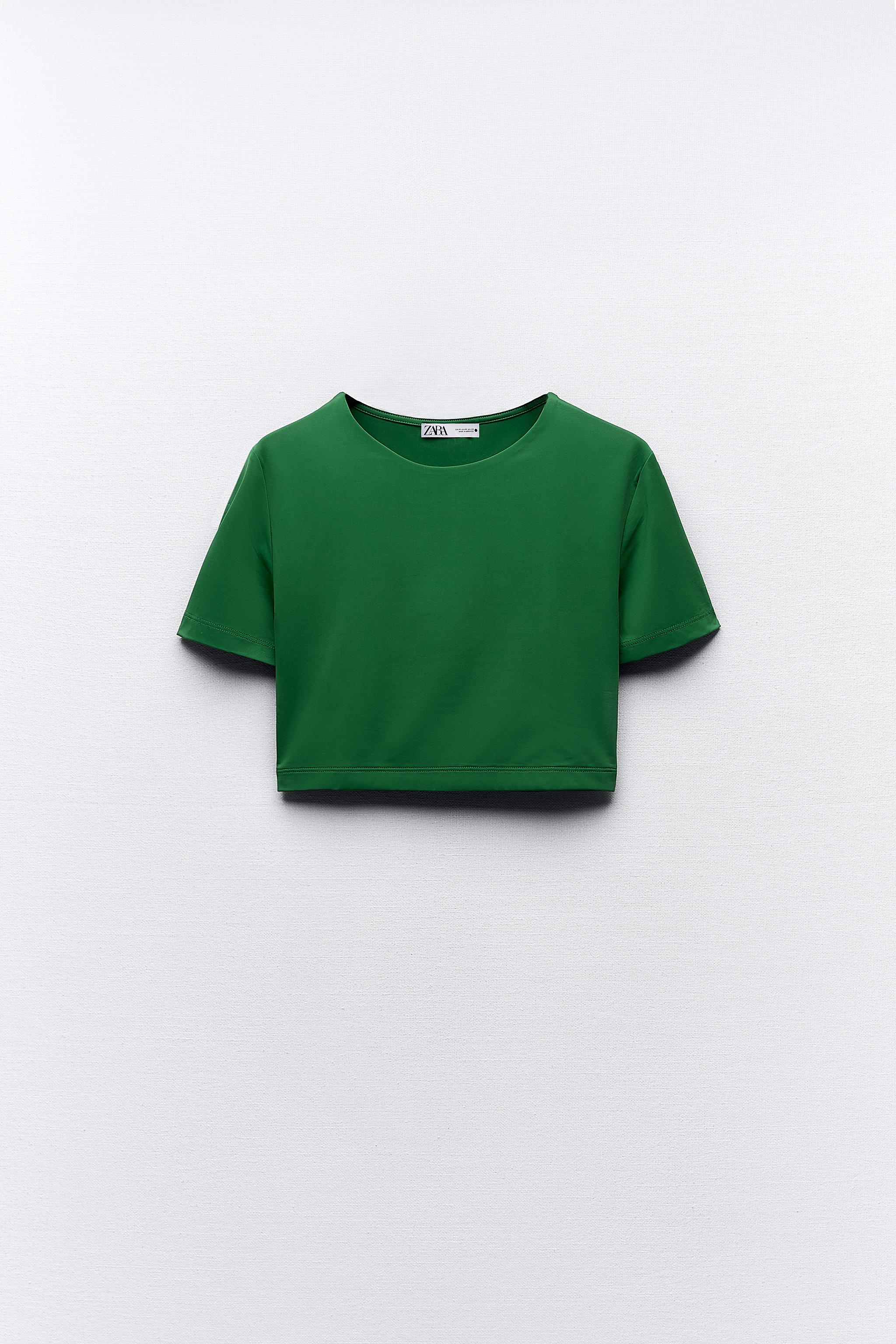 Zara Khaki Green Crop Top Medium - Large M L Limitless Contour