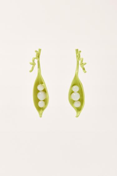 Zara LIMITED EDITION PEA EARRINGS - Lime green