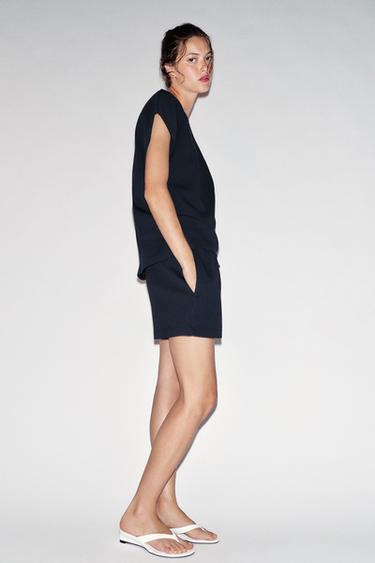INTERLOCK KIMONO SLEEVE T-SHIRT - Navy blue by Zara