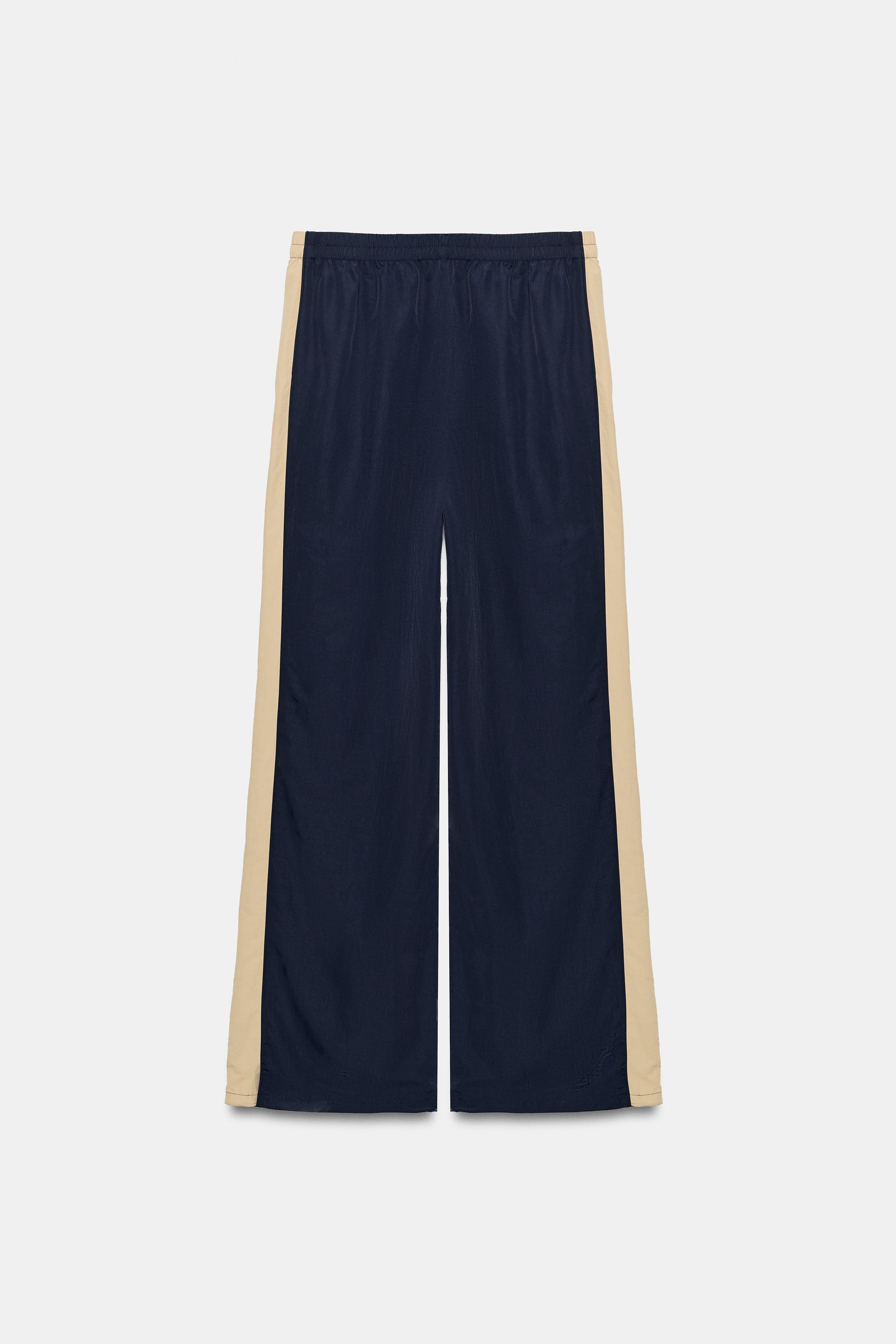 Zara Yan Şeritli Naylon Pantolon görsel 8
