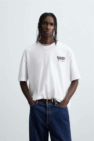 T-SHIRT À IMPRIMÉS EN RELIEF - Blanc de Zara - Image 1