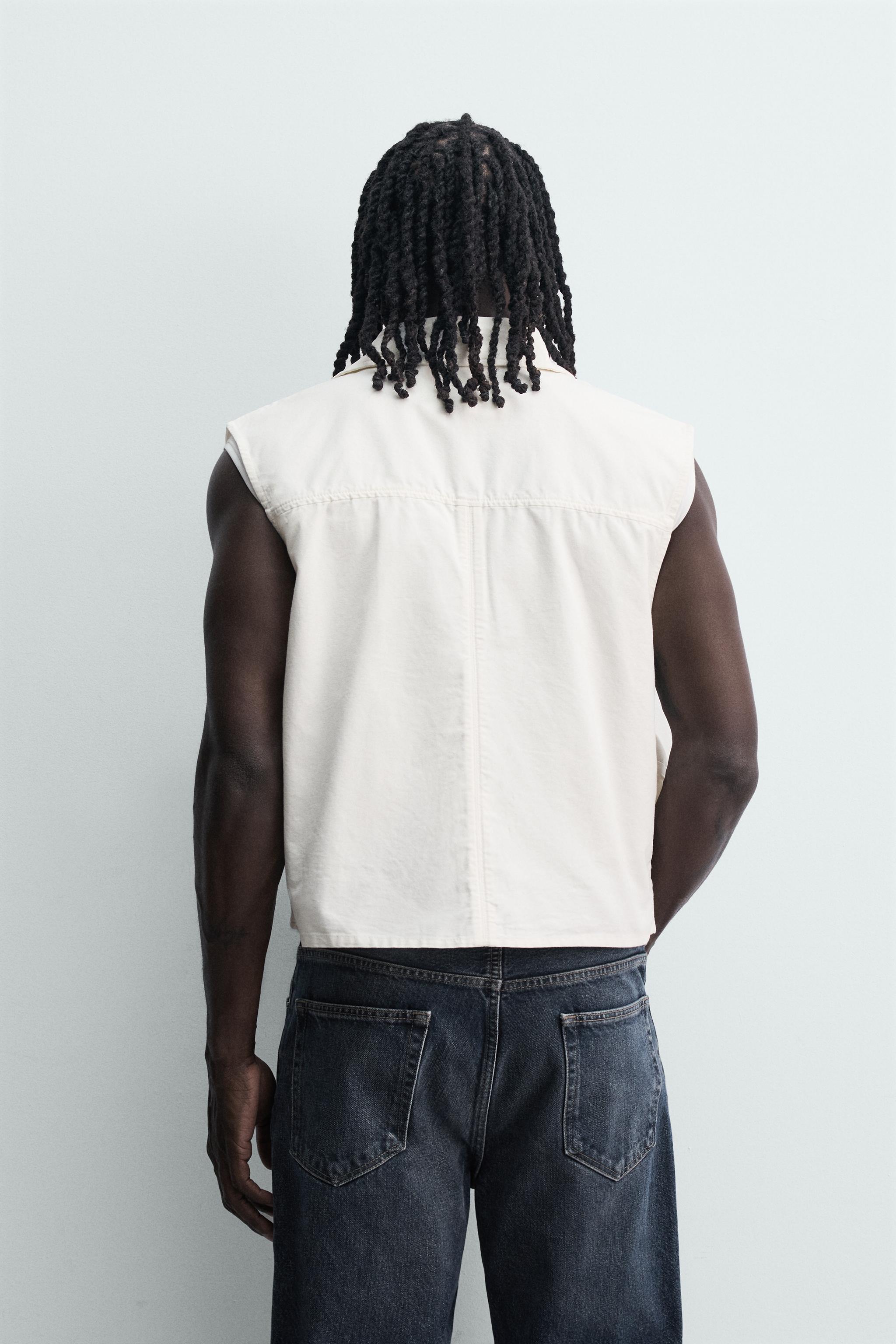 RELAXED FIT UTILITY POCKET VEST - Oyster-white | ZARA United States