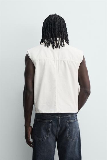 GILET COUPE DÉCONTRACTÉE POCHES UTILITY - Blanc cassé de Zara - Image 2