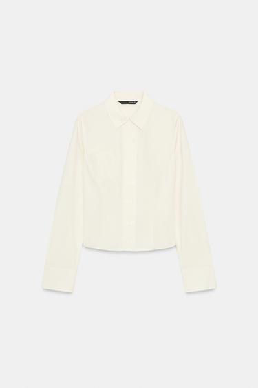 FITTED POPLIN SHIRT - Cream by Zara - Image 2