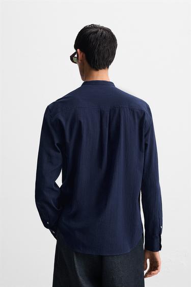 CHEMISE EFFET PLISSÉ - Bleu marine de Zara - Image 2