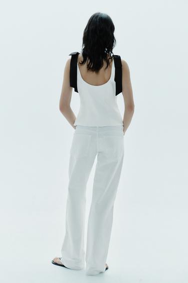 TOP ÉLASTIQUE LACETS - Blanc de Zara