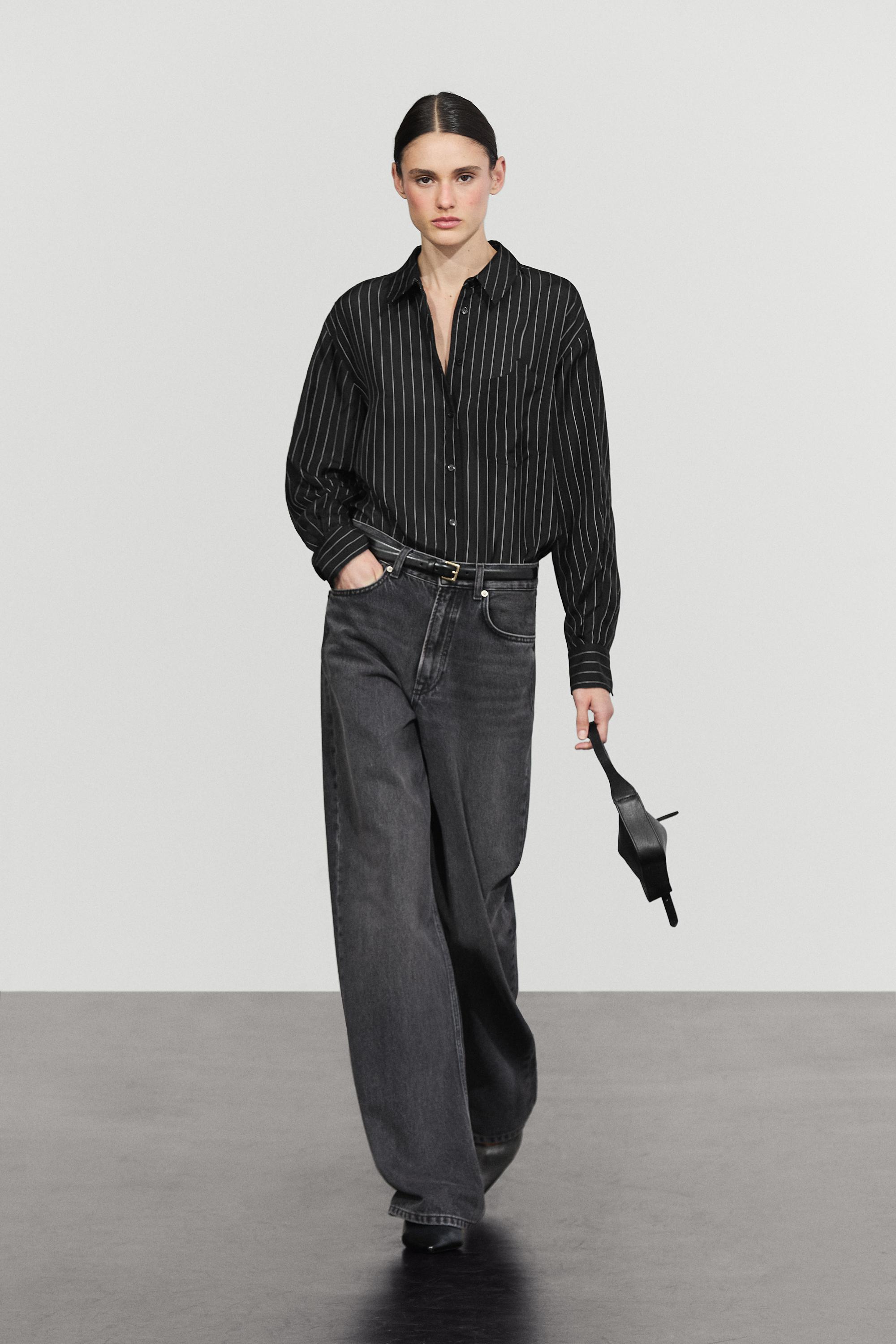 Chemise fluide à rayures avec poche