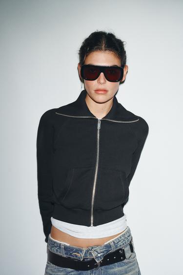 ZIP-UP PLUSH JACKET - Black by Zara