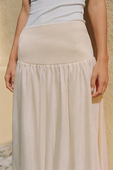 JUPE EN MAILLE STRUCTURÉE EFFET BALLON - Écru de Zara - Image 2