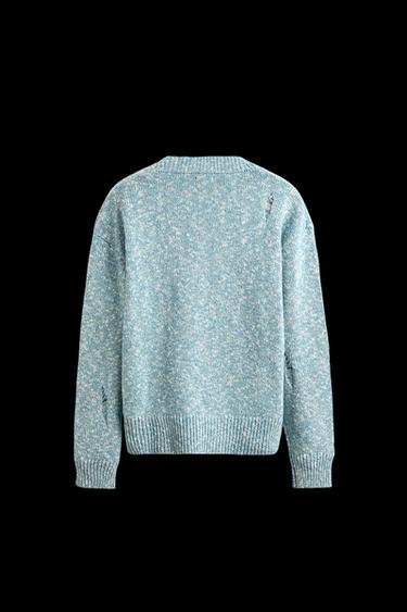 CÁRDIGAN TORZAL DESAGUJADOS - Azul claro de Zara