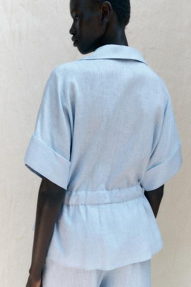 CHEMISE SAFARI AVEC LIN - Bleu clair de Zara - Image 3