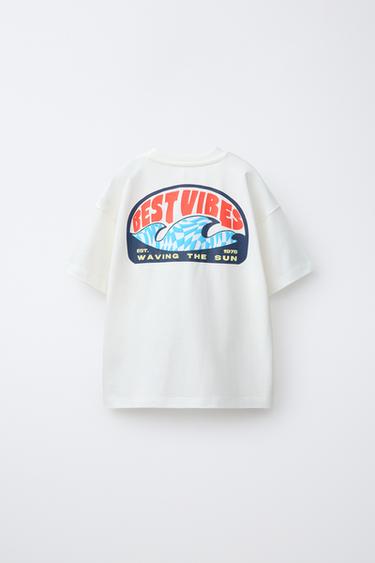 BEST VIBES PRINT T-SHIRT - White by Zara - Image 1
