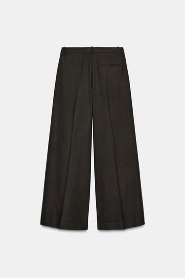 ZW COLLECTION WIDE-LEG PLEATED TROUSERS - Brown-Blue by Zara - Image 3